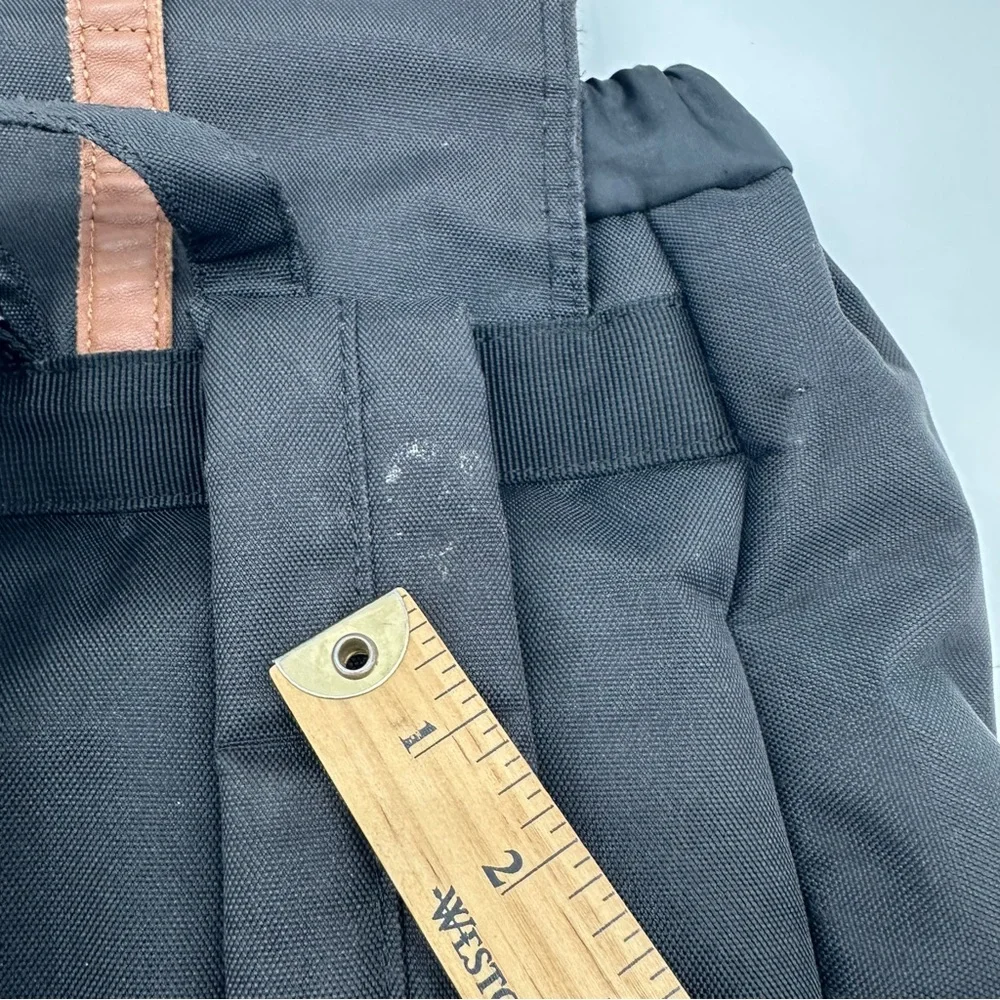 Herschel Supply Dawson’s Backpack Black Brown Magnetic Straps Canvas Minor Stain